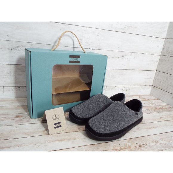 TOMS Ezra Smoke Grey Repreve Two Tone Felt Slippers - Picture 1 of 12